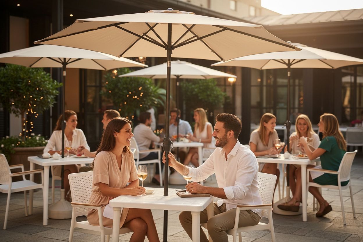 Combo de Mesa Con Parasol y Base