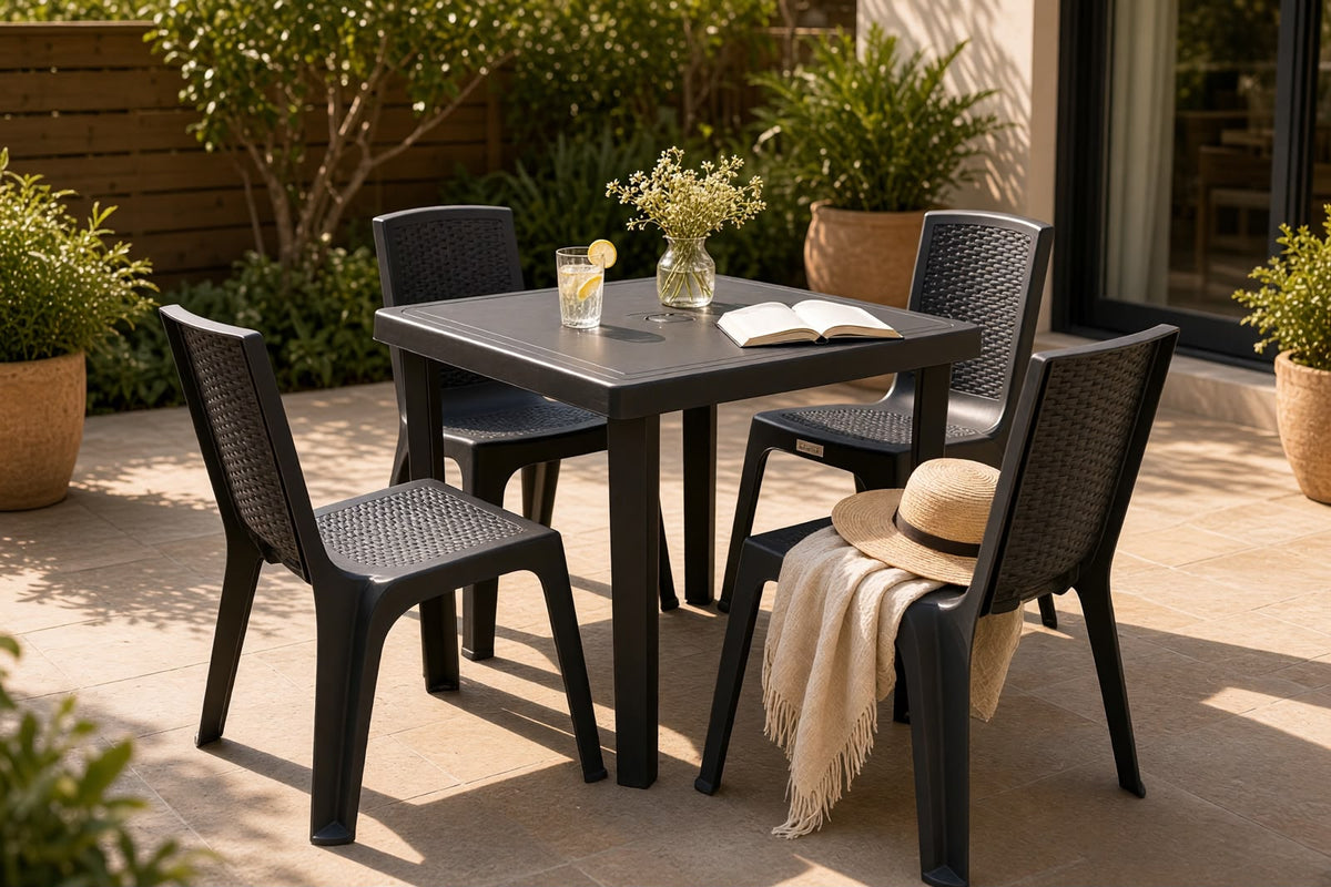 Juego - Comedor Rattan Dummi 4 Sillas Con Mesa