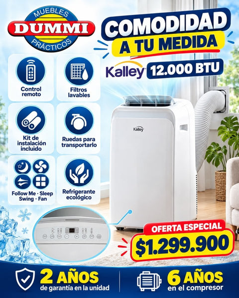 Aire Acondicionado Portátil KALLEY de 12.000 BTU. - Muebles Dummi