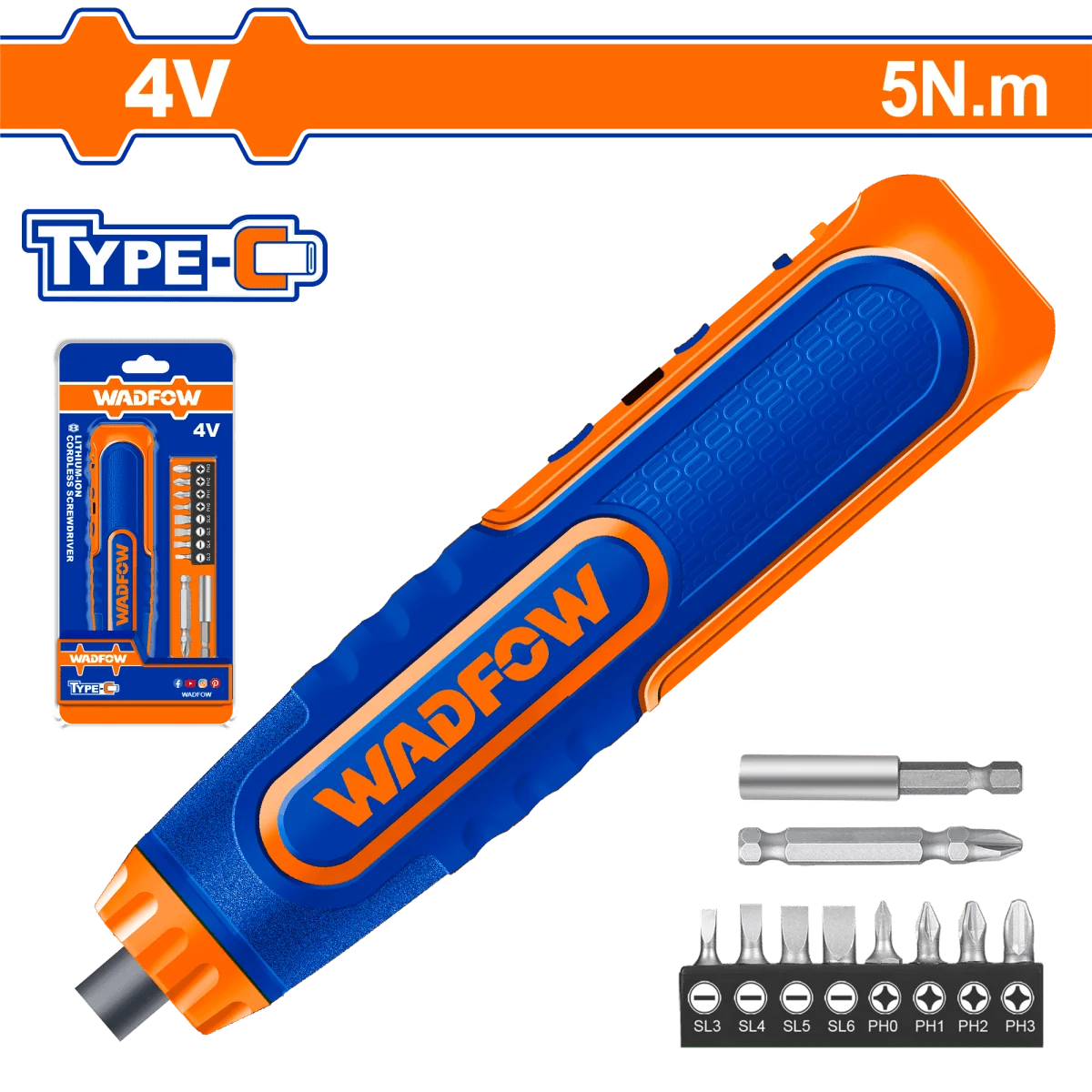 Atornillador 4V M1/4 260Rpm Con Juego 8 Puntas Crv