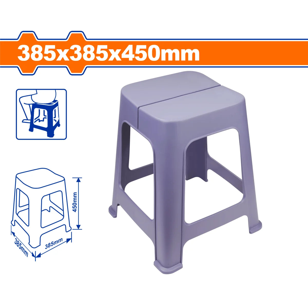Banco Plástico 385X385X450Mm En Polipropileno