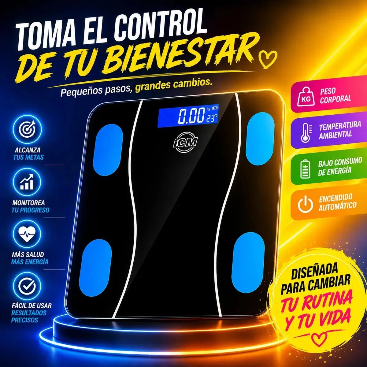 Báscula Inteligente Icm 1 Año Garantía Salud Bienestar Peso - Muebles Dummi