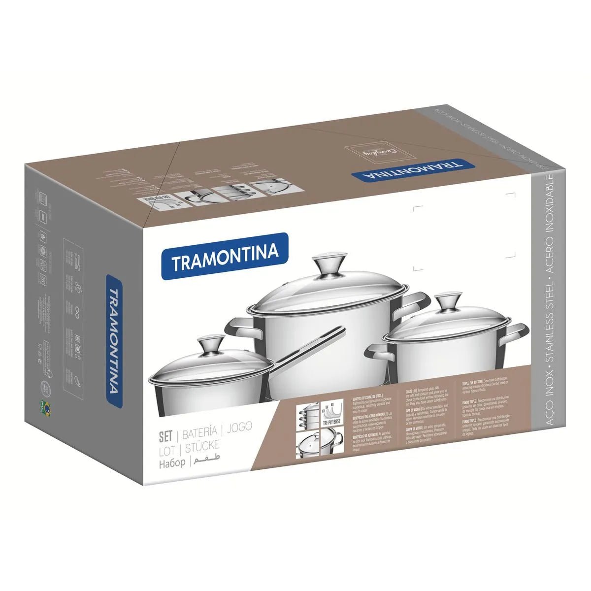 Batería de Cocina Tramontina Allegra Acero Inoxidable 4 Piezas - Muebles Dummi