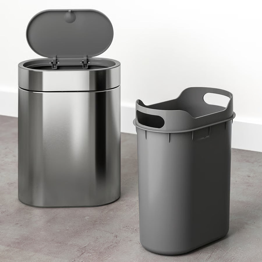 Caneca de Basura Con Tapa a Presión, Acero inoxidable, 4 Litros - Pared