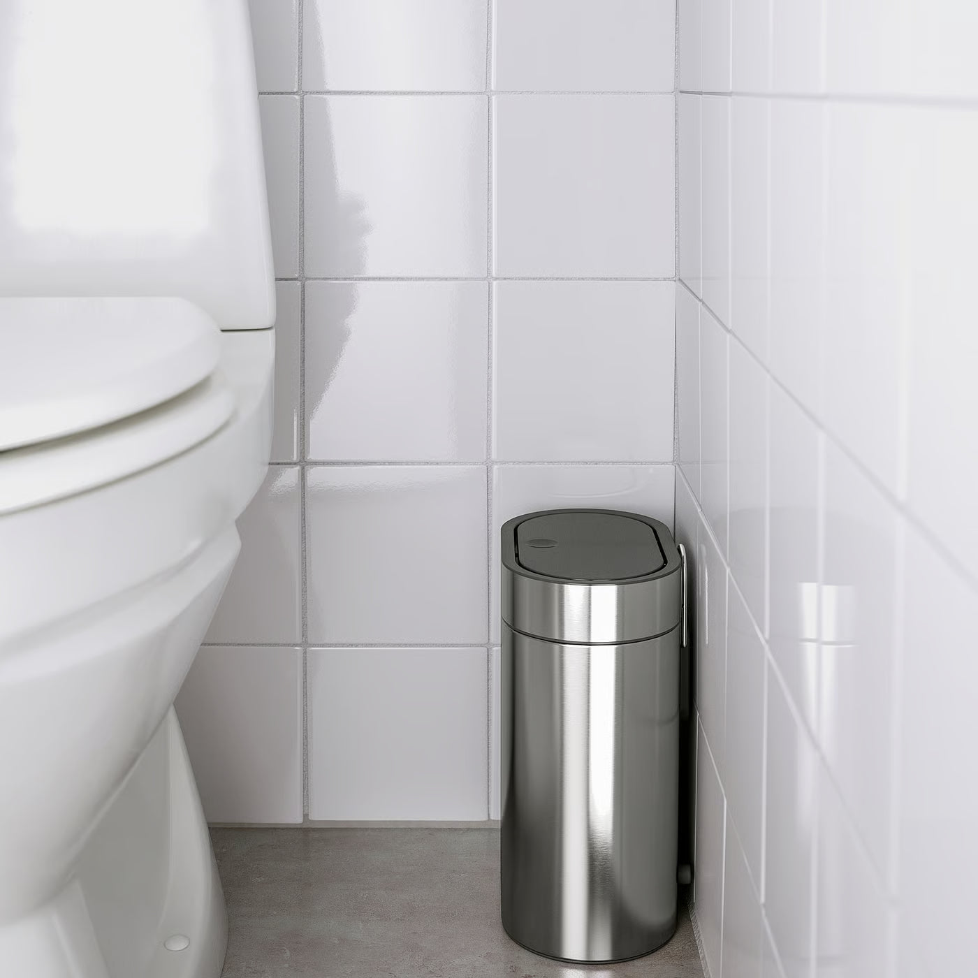 Caneca de Basura Con Tapa a Presión, Acero inoxidable, 4 Litros - Pared