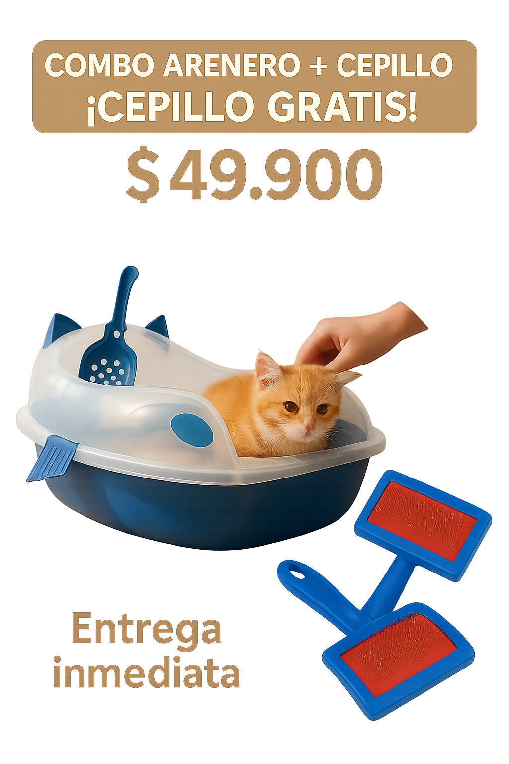 Arenero Premium Con Cepillo Para Gatos