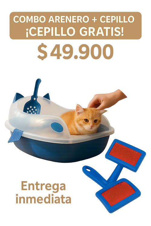 Arenero Premium Con Cepillo Para Gatos