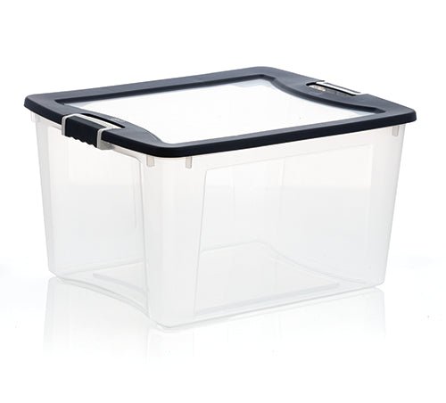Caja Organizadora Plástica Clarity con Tapa 61 litros Transparente Wenco - Muebles Dummi