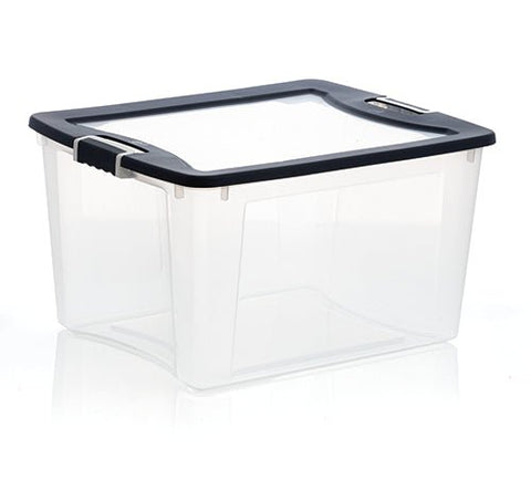 Caja Organizadora Plástica Clarity con Tapa 61 litros Transparente Wenco - Muebles Dummi