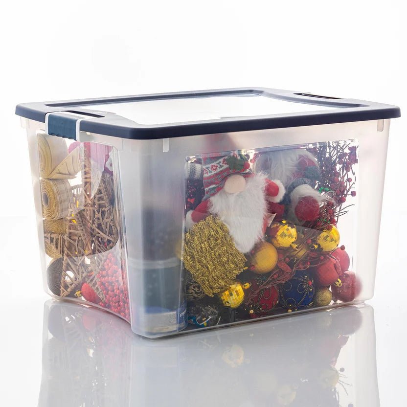 Caja Organizadora Plástica Clarity con Tapa 71 litros Transparente Wenco - Muebles Dummi