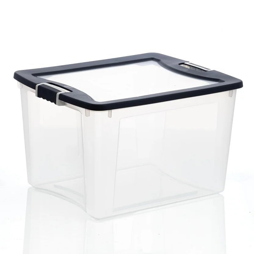 Caja Organizadora Plástica Clarity con Tapa 71 litros Transparente Wenco - Muebles Dummi