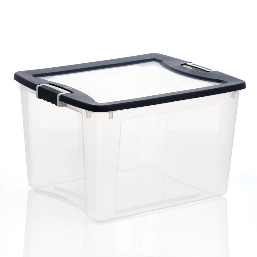 Caja Organizadora Plástica Clarity con Tapa 71 litros Transparente Wenco - Muebles Dummi