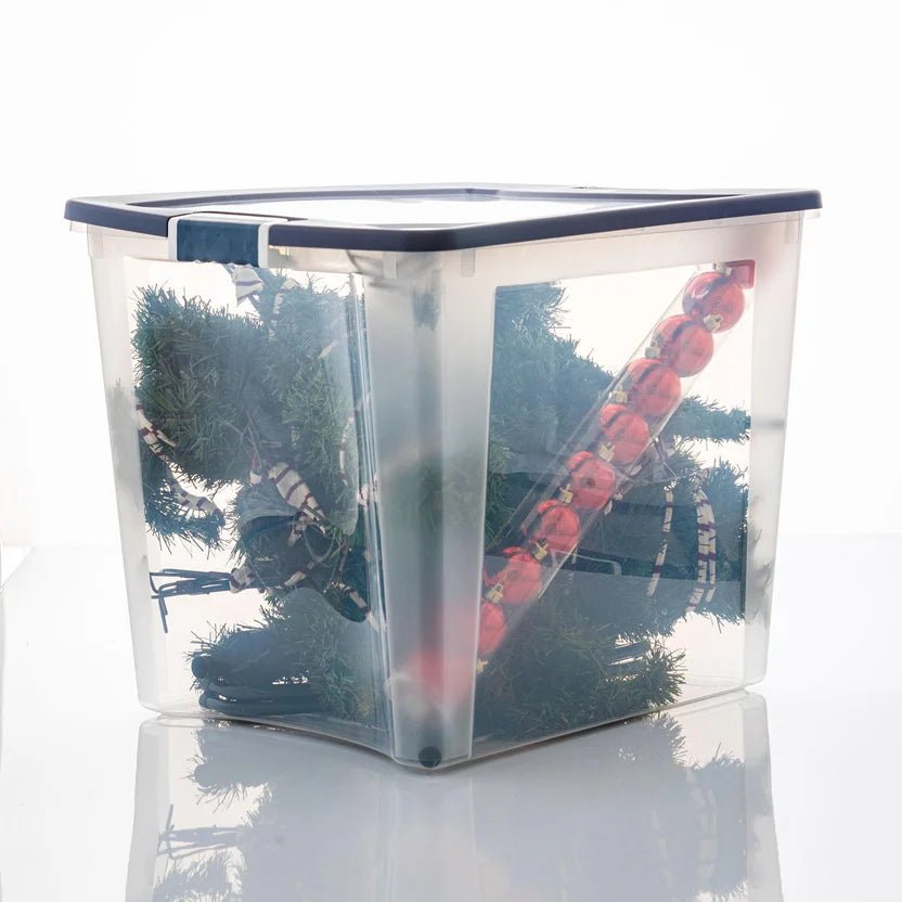 Caja Organizadora Plástica Clarity con Tapa 91 litros Transparente Wenco - Muebles Dummi