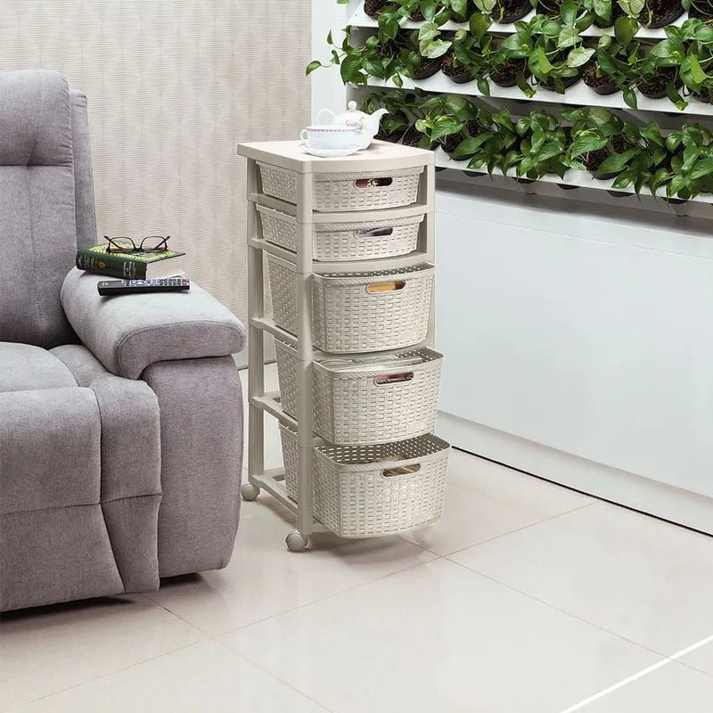 Cajonero Rattan Shia 5 Gavetas - Rimax - Muebles Dummi