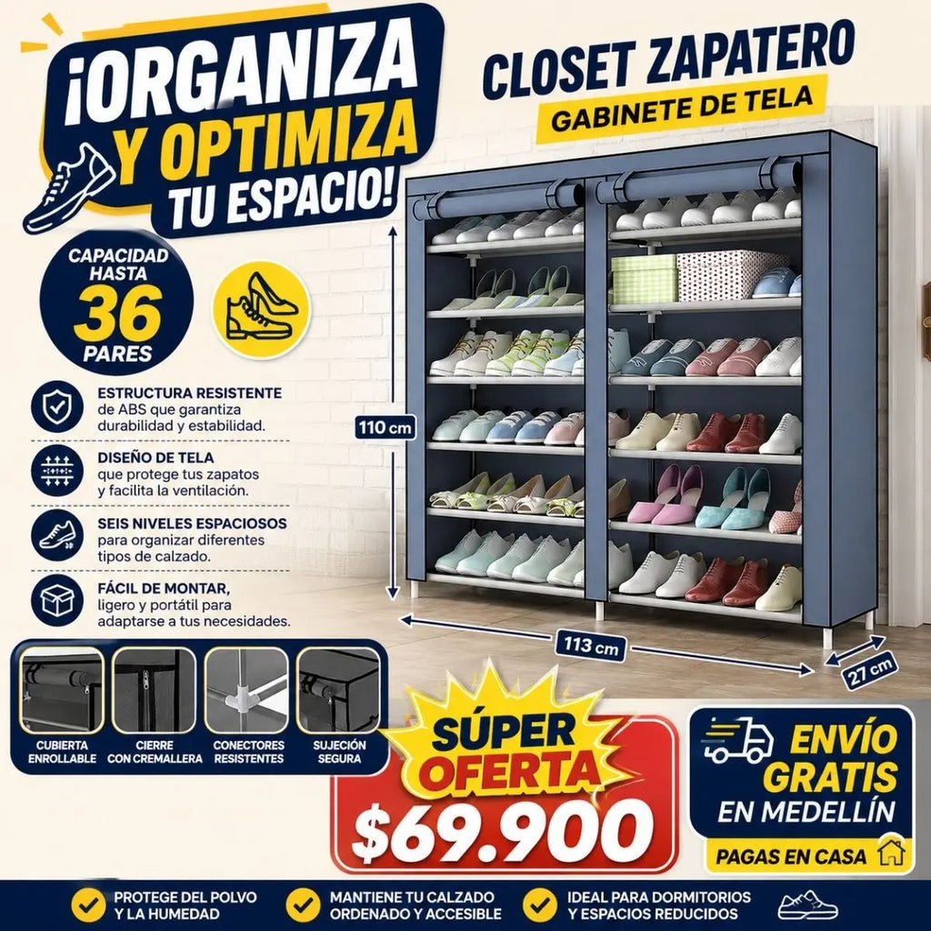 Closet Zapatero Organizador Gabinete de Tela - Muebles Dummi