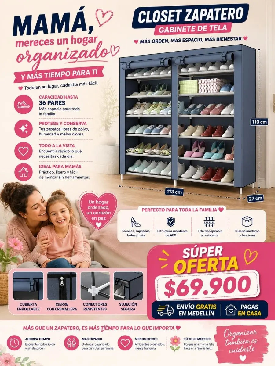 Closet Zapatero Organizador Gabinete de Tela - Muebles Dummi