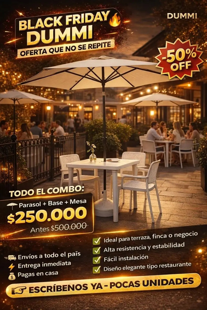 Combo de Mesa Con Parasol y Base - Muebles Dummi