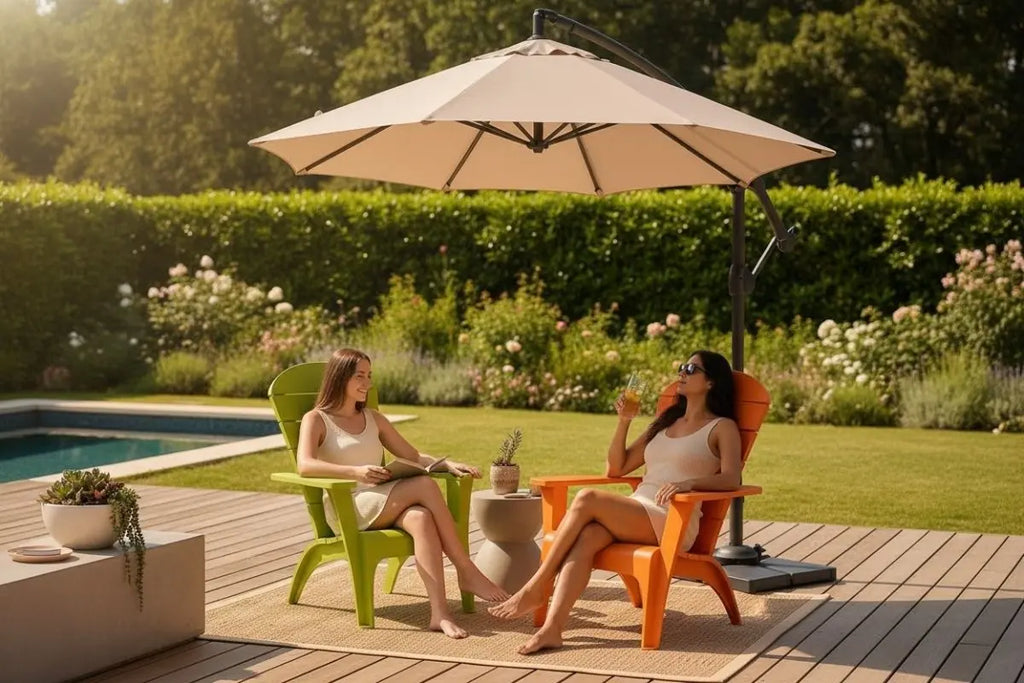 Combo De Parasol Lateral Con 2 Sillas Playeras - Muebles Dummi