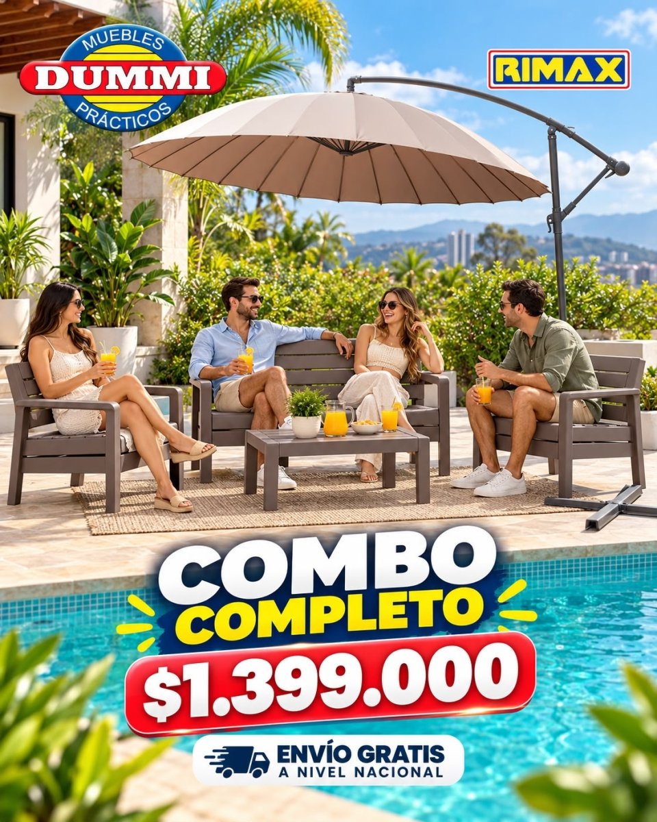 Combo de Sala Rimax Baru Con Parasol Lateral - Muebles Dummi