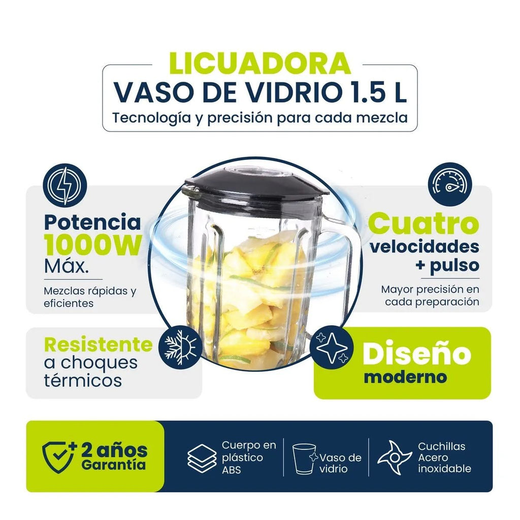 Combo Dummi - Licuadora Universal Vaso De Vidrio + Obsequi Vajilla en Melamina - Muebles Dummi