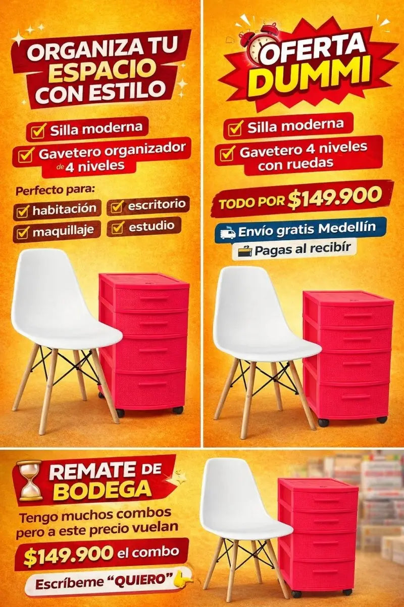 Combo Gavetero Con Silla Eames - Muebles Dummi