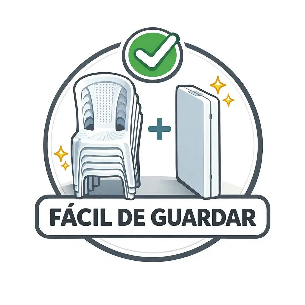 Combo Mesa Banquetera Con 6 Sillas Plasticas - Muebles Dummi