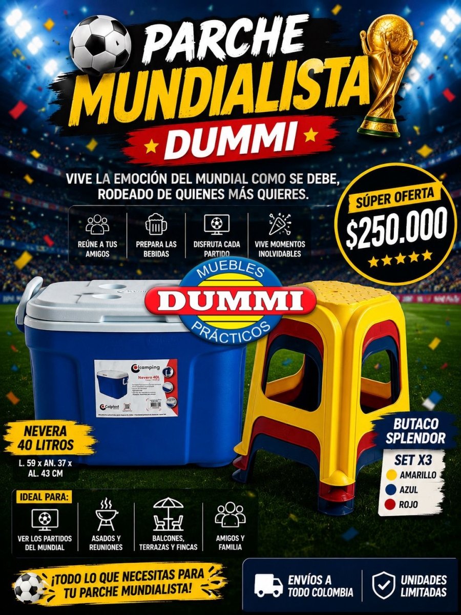 Combo Mundialista - Set X 3 Butacos Con Nevera 40 Litros - Muebles Dummi