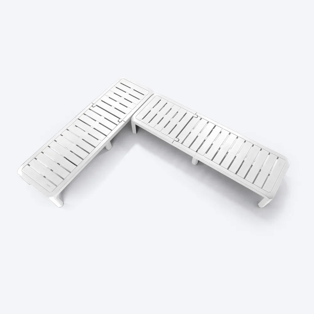 Combo Piscina Gris (2 Camas Asoleadoras + 1 Mesa de Centro Baru) - Muebles Dummi