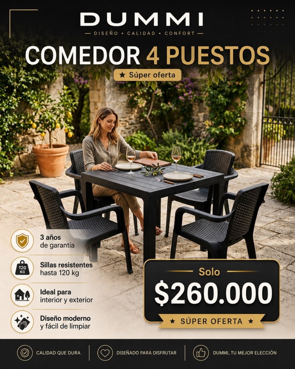 Comedor 4 Puestos Infinity Montana - Muebles Dummi