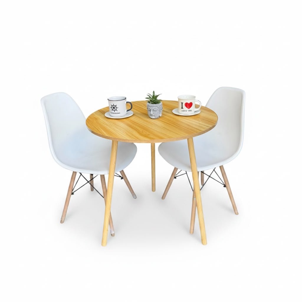 Comedor Dos Puestos Con Silla Eames - Patas de Madera - Muebles Dummi