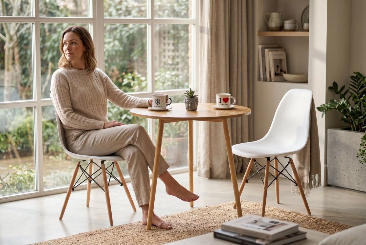 Comedor Dos Puestos Con Silla Eames - Patas de Madera - Muebles Dummi