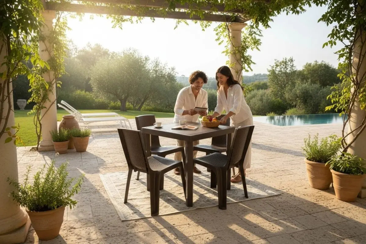 Comedor Rattan - 4 Sillas Con Mesa - Muebles Dummi