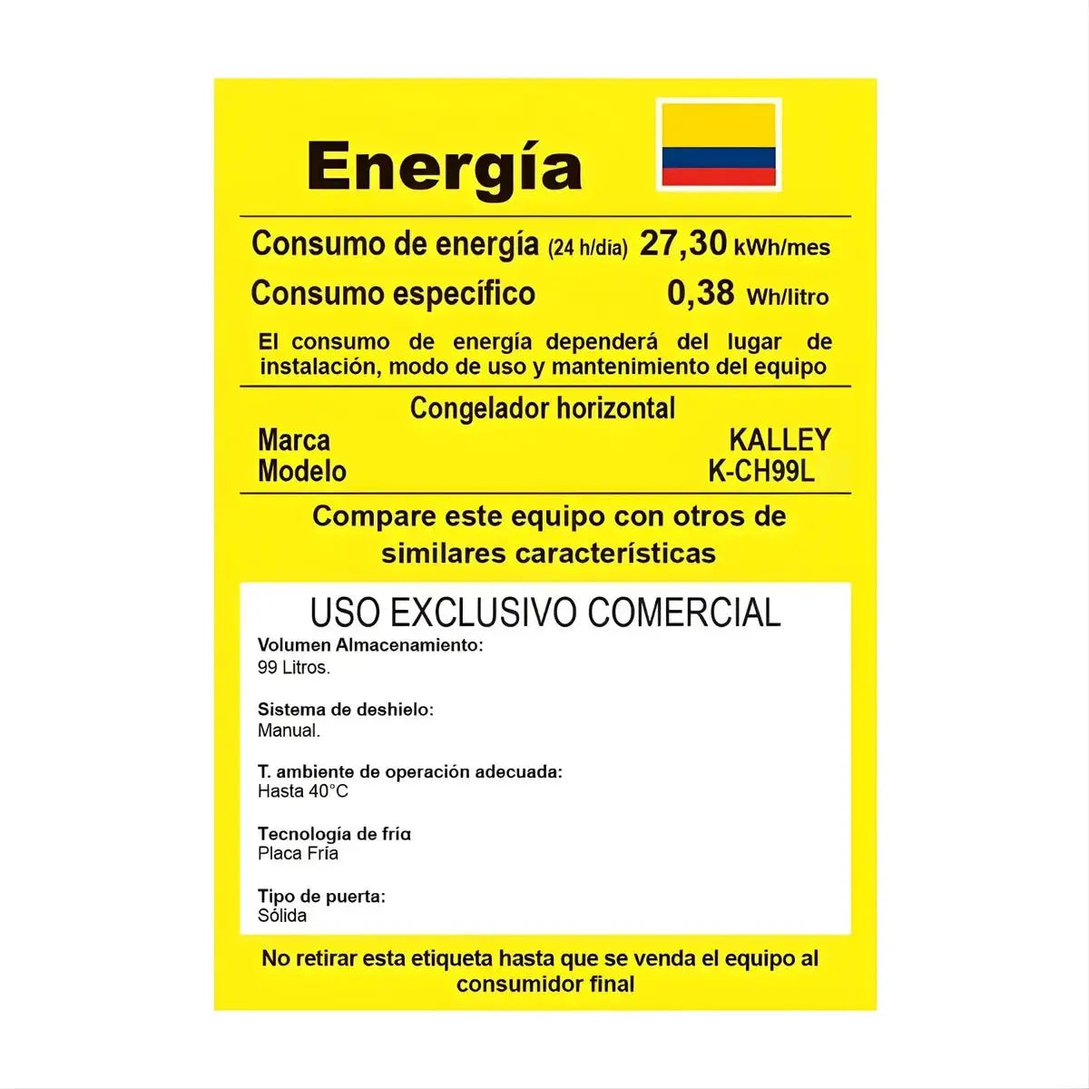 Congelador Horizontal Kalley Dual 99 Litros Inverter Blanco - Muebles Dummi