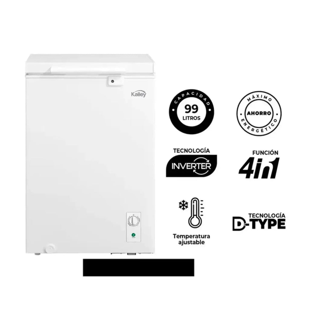 Congelador Horizontal Kalley Dual 99 Litros Inverter Blanco - Muebles Dummi