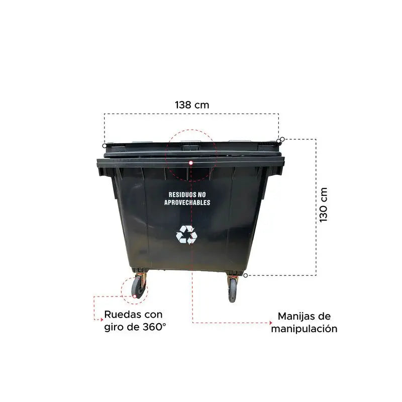 Contenedor de Basura Con Ruedas de 1100 litros - Muebles Dummi