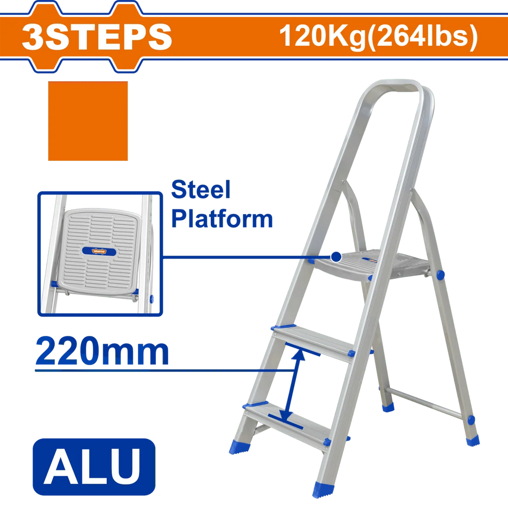 Escalera Aluminio 3 Pasos Capacidad 120Kg