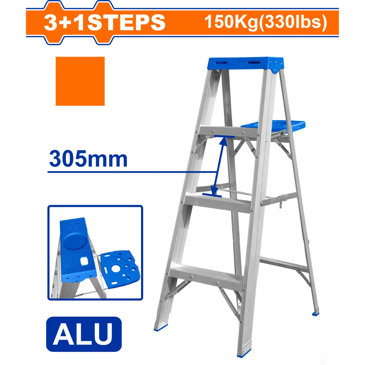 Escalera Aluminio T/Tijera C/Bandeja 3 Pasos+1 Capacidad 150K
