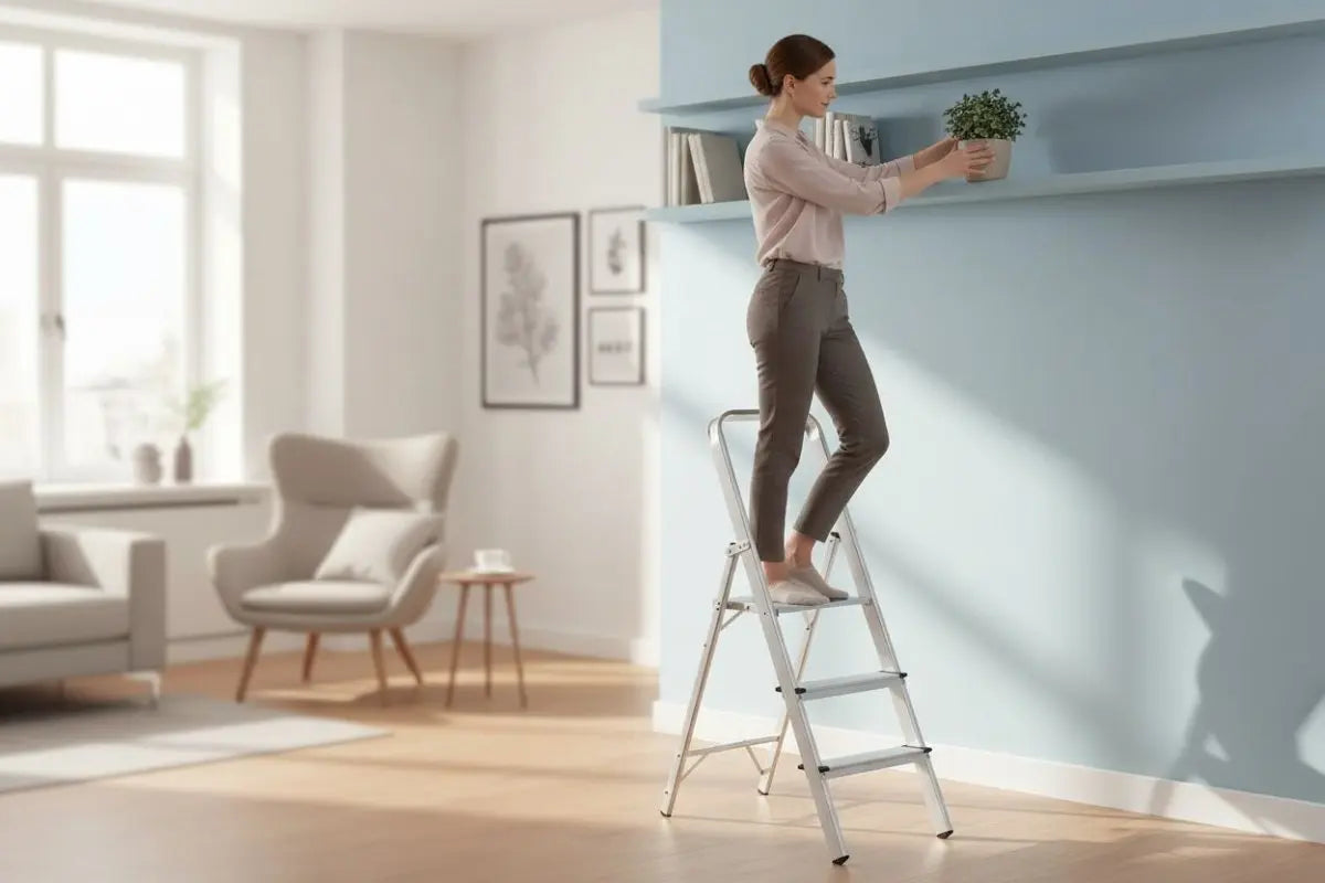 Escalera En Aluminio Plegable 4 Pasos - Muebles Dummi