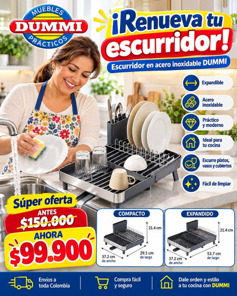 Escurridor Expandible en Acero Inoxidable - Muebles Dummi