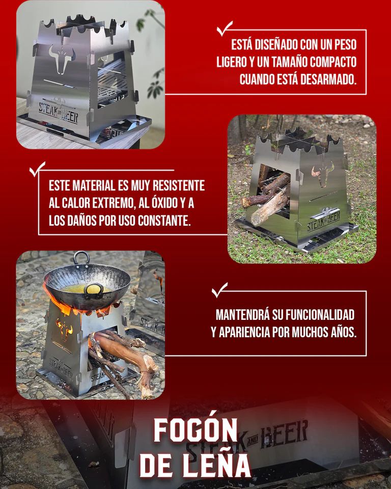 Fogon De Leña - Acero Inoxidable - Muebles Dummi