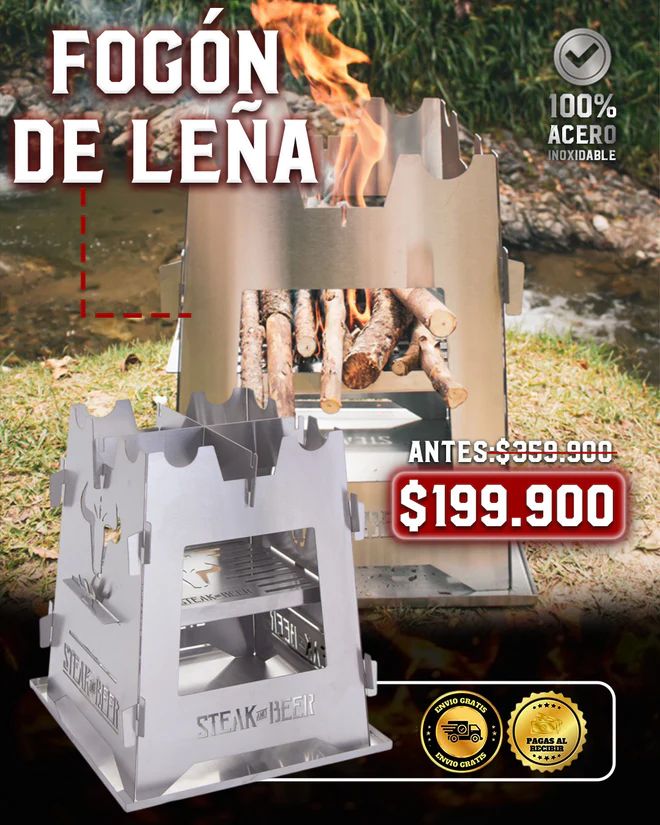 Fogon De Leña - Acero Inoxidable - Muebles Dummi