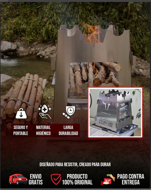 Fogon De Leña - Acero Inoxidable - Muebles Dummi