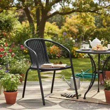 Juego 2 Sillas Moderna Rattan Con Mesa Auxiliar - Muebles Dummi