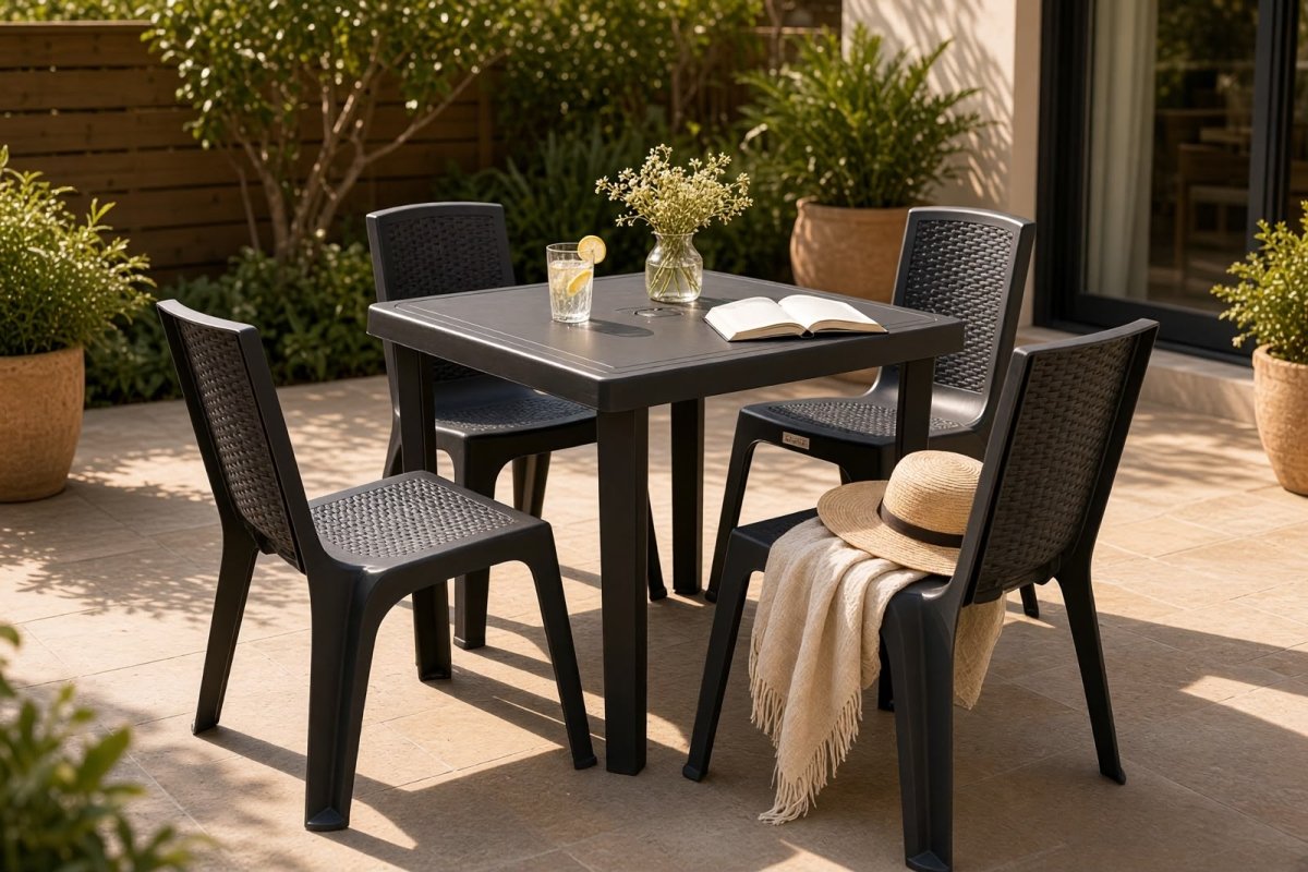 Juego - Comedor Rattan Dummi 4 Sillas Con Mesa - Muebles Dummi