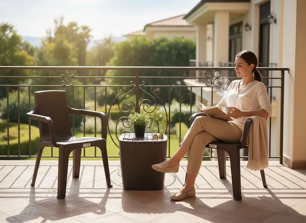 Juego De Balcon o Terraza - 2 SIllas Con Mesa Baul - Muebles Dummi
