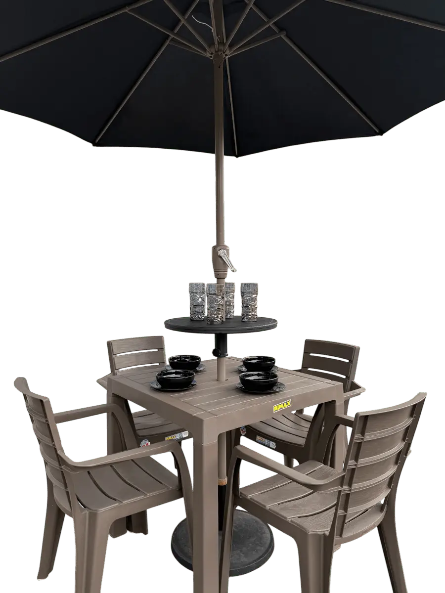 Juego de Comedor Baru + Parasol Con Base - Muebles Dummi