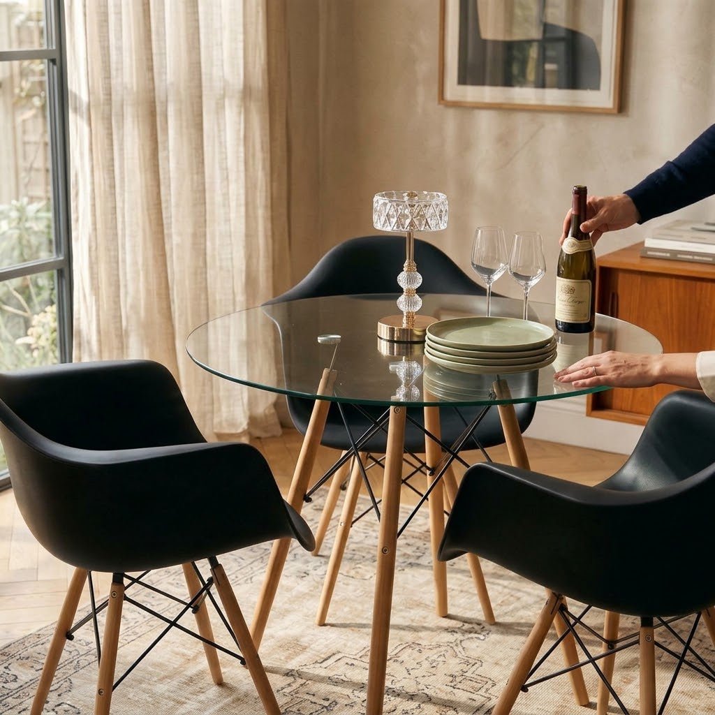 Juego de Comedor Eames de 3 Puestos Con Mesa Redonda - Muebles Dummi