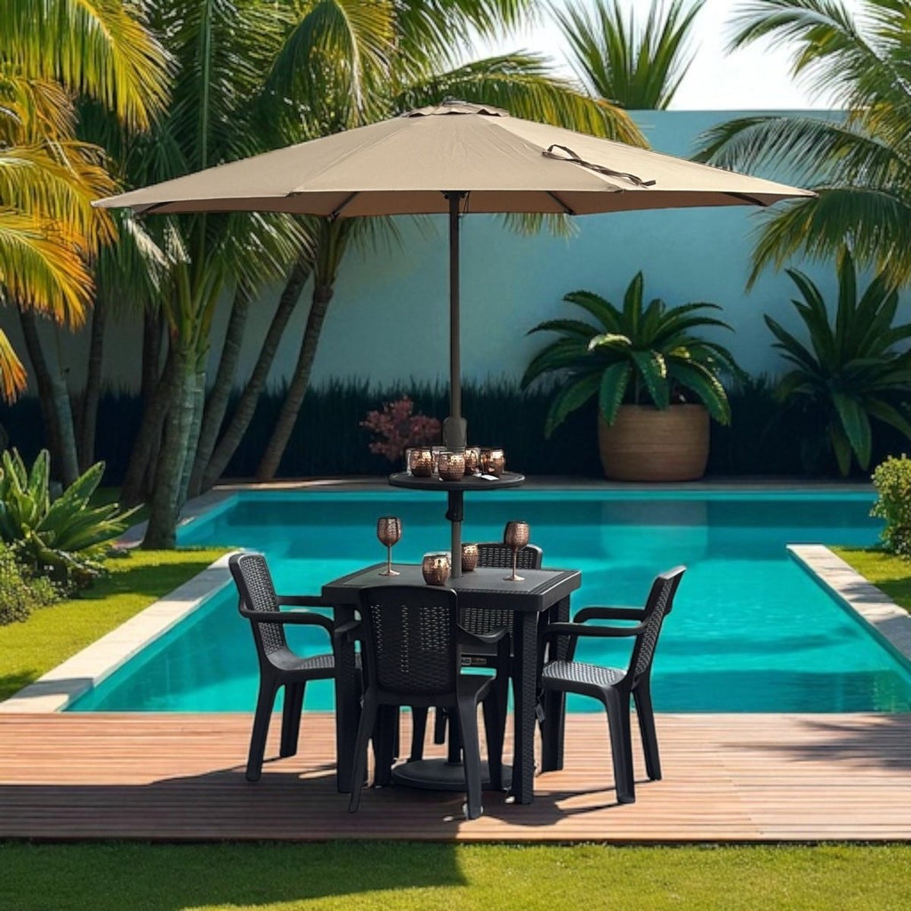 Juego de Comedor Infinity + Parasol Con Base - Muebles Dummi