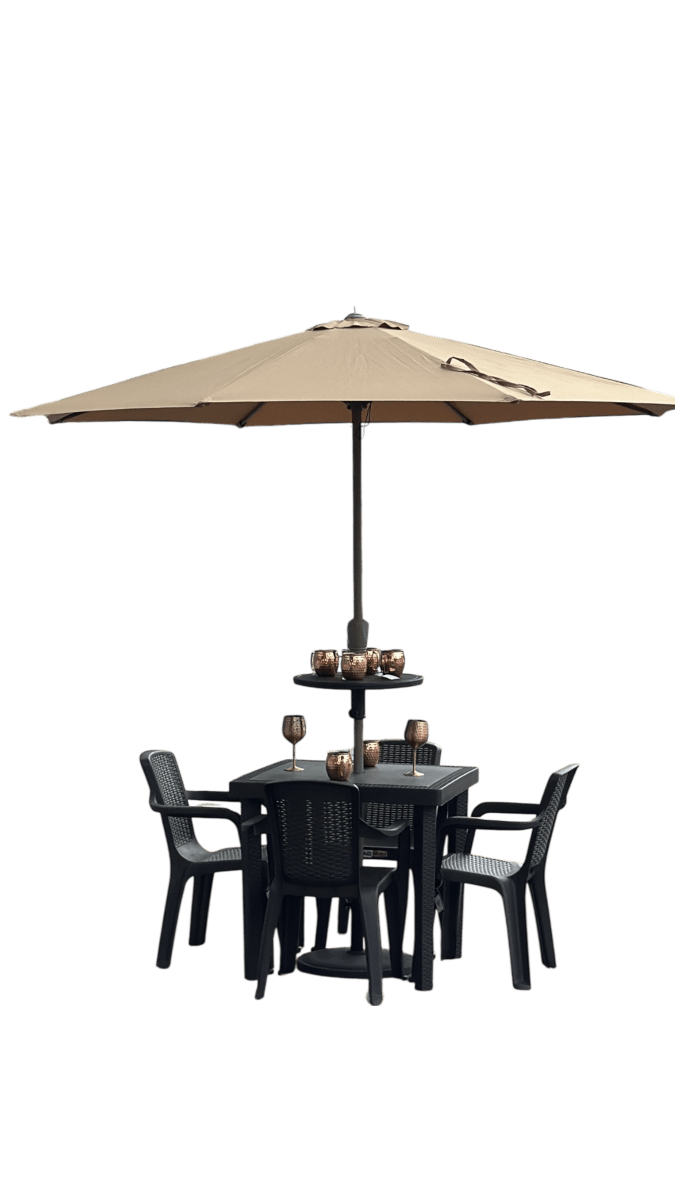 Juego de Comedor Infinity + Parasol Con Base - Muebles Dummi