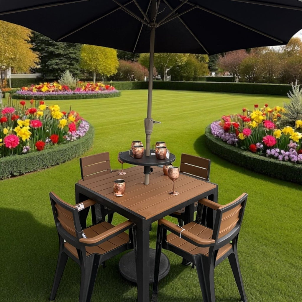 Juego de Comedor Madeira + Parasol Con Base - Muebles Dummi